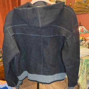 Ryan Robert felted wool zip up grey black sweatshirt hoodie $450+ retail size M